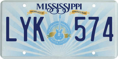 MS license plate LYK574
