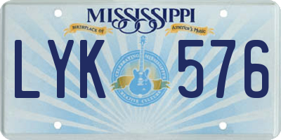 MS license plate LYK576