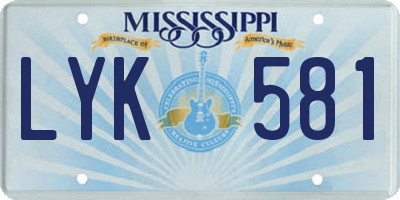 MS license plate LYK581