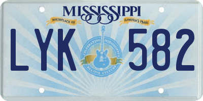 MS license plate LYK582