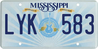 MS license plate LYK583