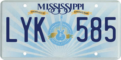 MS license plate LYK585