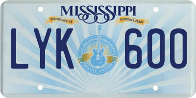 MS license plate LYK600