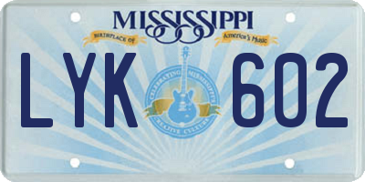 MS license plate LYK602