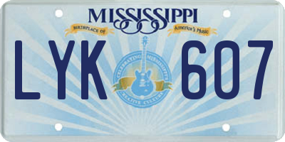 MS license plate LYK607