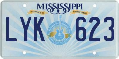 MS license plate LYK623