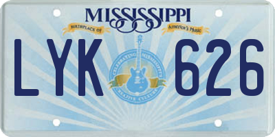 MS license plate LYK626