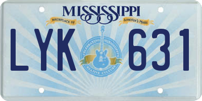 MS license plate LYK631