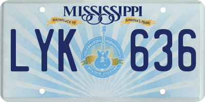 MS license plate LYK636
