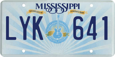 MS license plate LYK641