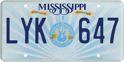 MS license plate LYK647