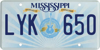 MS license plate LYK650