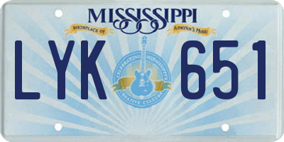 MS license plate LYK651