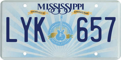 MS license plate LYK657