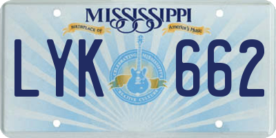 MS license plate LYK662