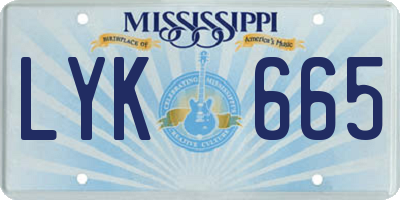 MS license plate LYK665
