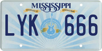MS license plate LYK666
