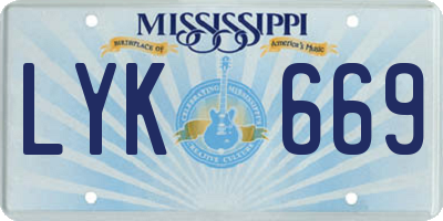 MS license plate LYK669