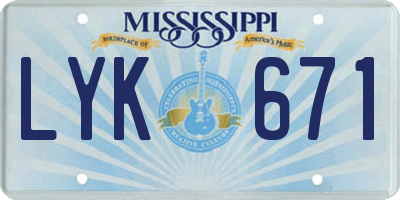 MS license plate LYK671