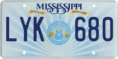 MS license plate LYK680