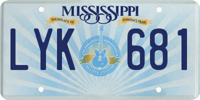 MS license plate LYK681