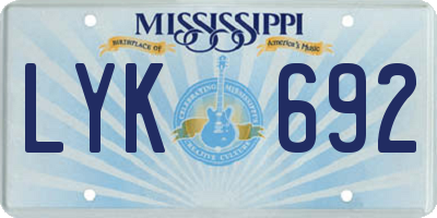 MS license plate LYK692