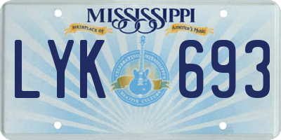 MS license plate LYK693