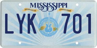 MS license plate LYK701