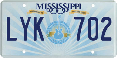 MS license plate LYK702