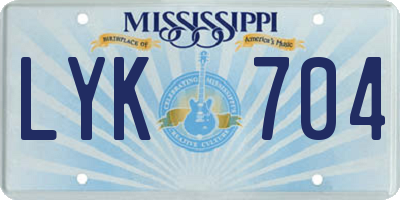 MS license plate LYK704