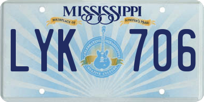 MS license plate LYK706