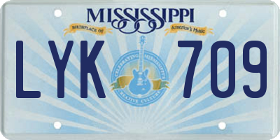 MS license plate LYK709
