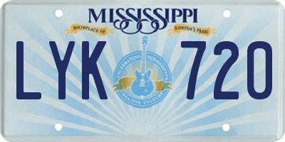 MS license plate LYK720
