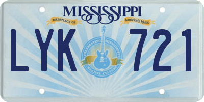 MS license plate LYK721