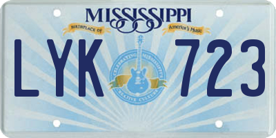 MS license plate LYK723