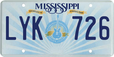 MS license plate LYK726