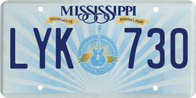 MS license plate LYK730