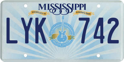 MS license plate LYK742