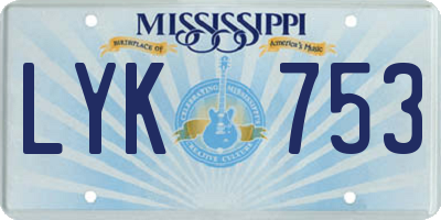 MS license plate LYK753