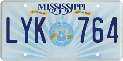 MS license plate LYK764