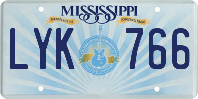 MS license plate LYK766