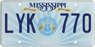 MS license plate LYK770