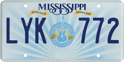 MS license plate LYK772