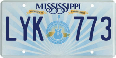 MS license plate LYK773