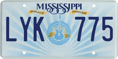 MS license plate LYK775