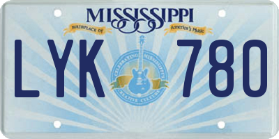 MS license plate LYK780