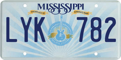 MS license plate LYK782