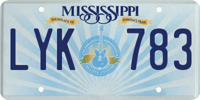 MS license plate LYK783