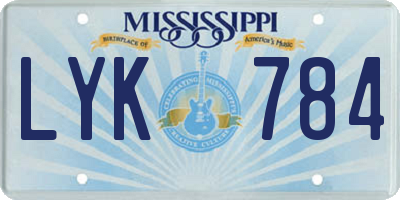MS license plate LYK784