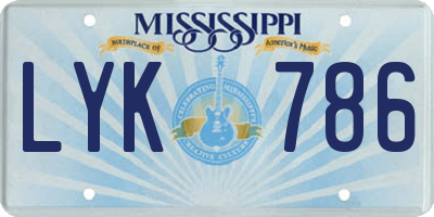 MS license plate LYK786